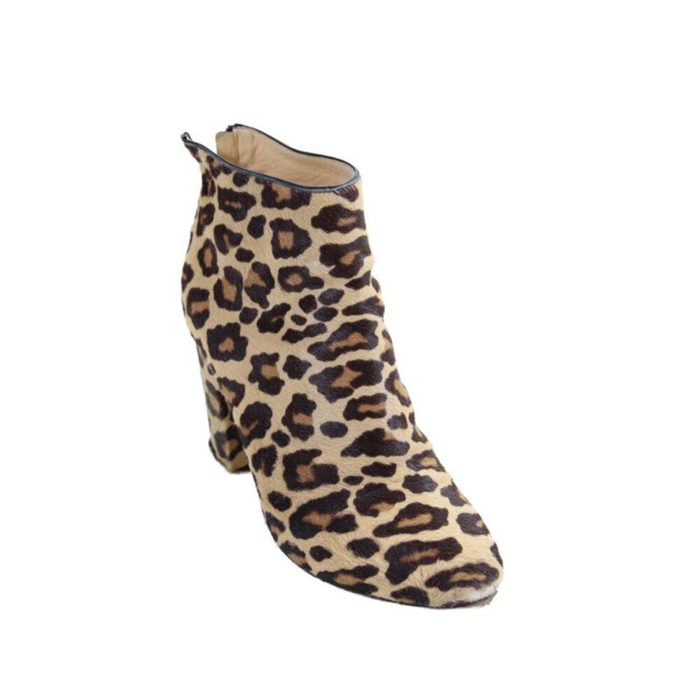 Charlotte Olympia Womens Animal Print Ankle Boots Beige Black Size 37 7